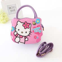 Une pièce belle hello kitty PU Sacs à main, sacs fourre-tout de filles avec menthe / rose sacs à main de bande dessinée pour les filles une pièce au détail en gros